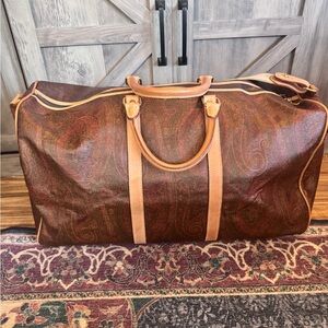 Etro Brown and Tan Duffel Bag with Double Handles